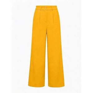 LUNE Elegant Women's Mustard Yellow Wide-Leg Pants,Winter Office Attire,Ca